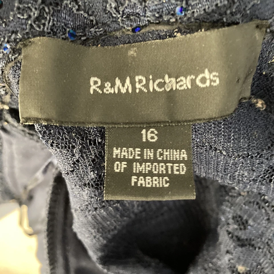 Chaqueta De Colección R&M Richard’s Formal Lentejuelas Bolero Encaje Midriff Azul Real 16 Foto 2 de 4