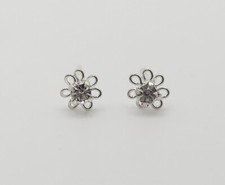 Tiny Flower CZ Stud Earrings .925 Sterling Silver - BS274