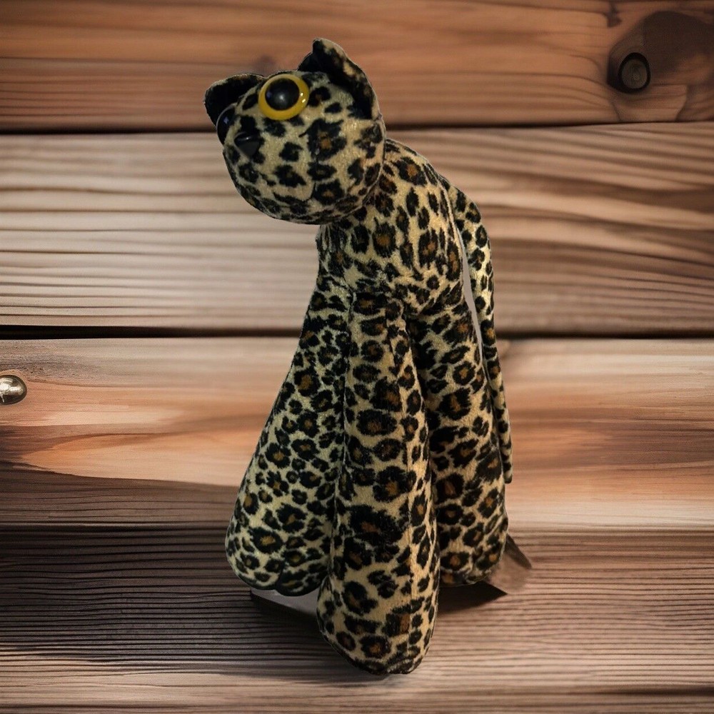 2000 Jakks Pacific Lyssa Cat Leopard Stuffed Plush Limbo Leg Big Eye Toy Small