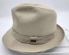 Dobbs Fifth Avenue Fedora Hat Tan Brushed Twill Classic Men Size 7 1/8