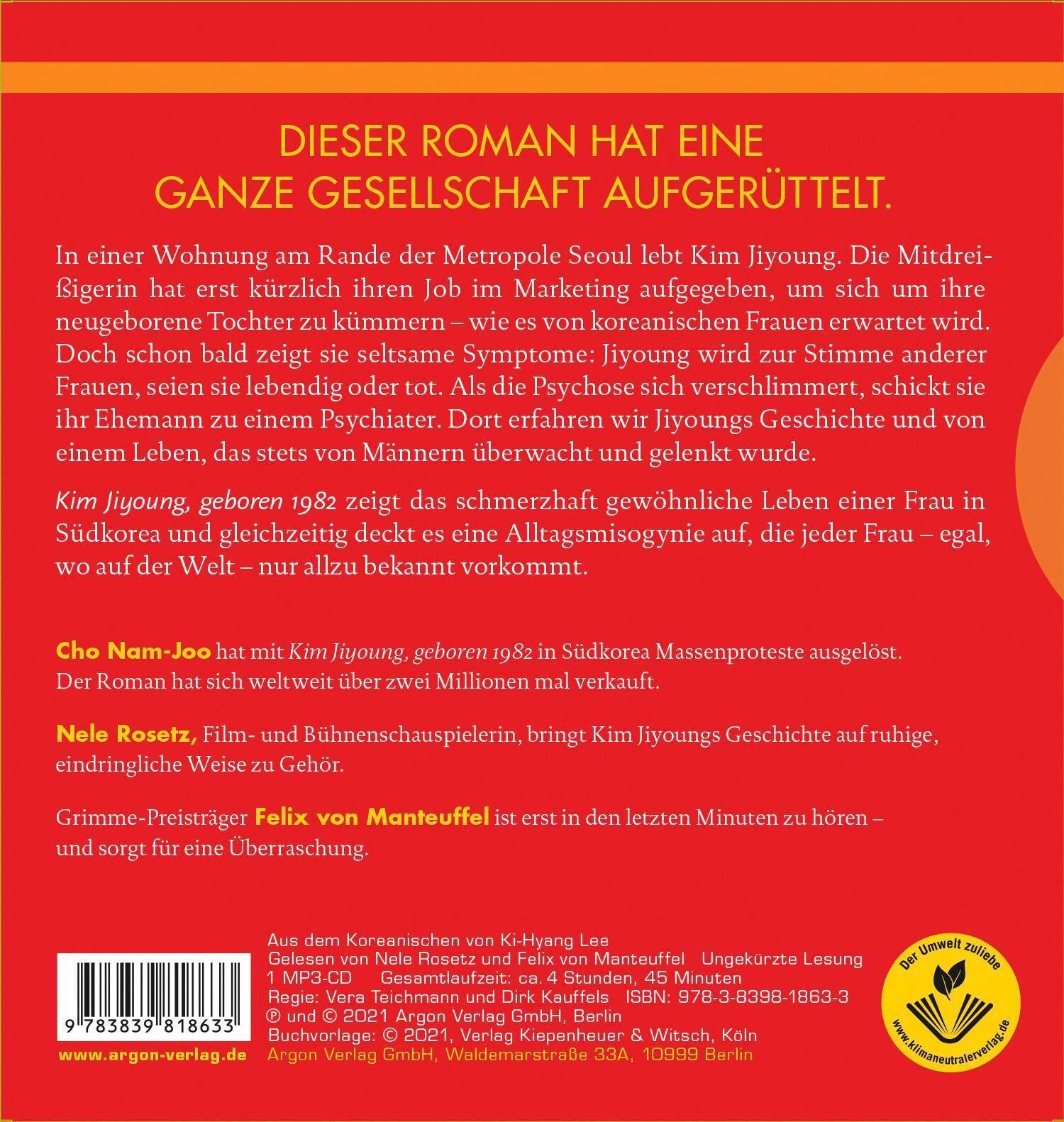 Thumbnail - Kim Jiyoung, Geboren 1982 Nam-joo Cho Mp3 294 Min. Deutsch 2021 Argon