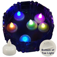 6 Multi-color Led Floating Floral Tea Light Candle for Wedding Centerpiece Decor