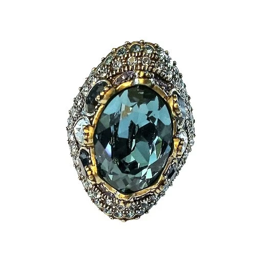 Heidi Daus 蓝色 Shirli Statement 带水晶戒指 尺寸 11.5 — 第 3/4 张图片