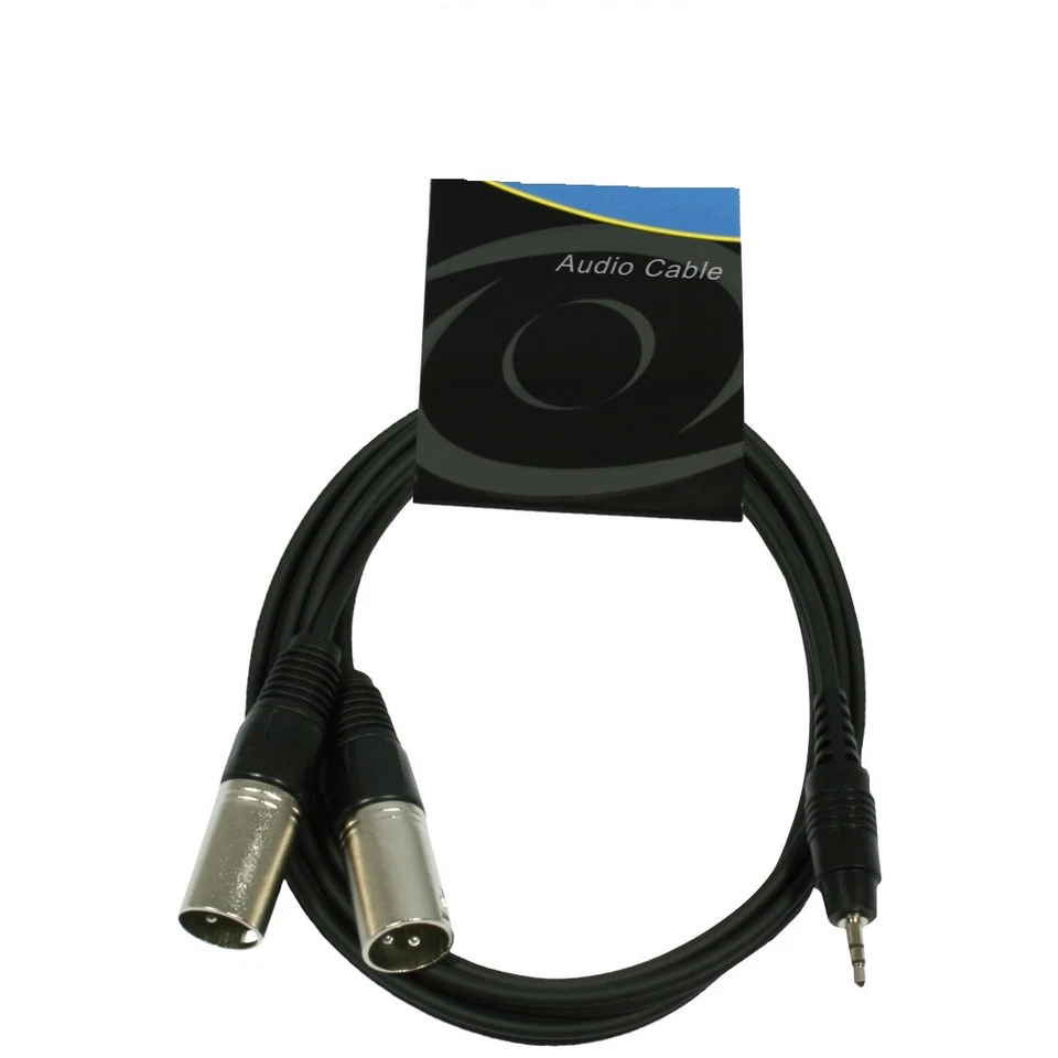 Adapterkabel 1,5m 2x XLR male auf 3,5mm Mini Klinke für Laptops Handy MP3 Player - Bild 2 von 4