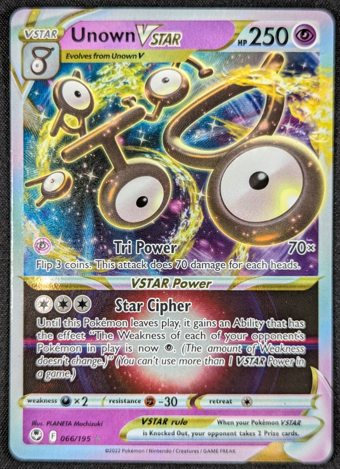 Unown Vstar 2022 Tempest Full Art Ultra Rare Pokemon Card 066/195 (NM)