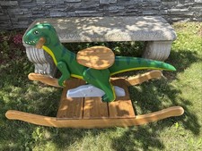 Wooden Rocking Dinosaur Animal Rocker Ride on Toys for Kids 3 and Up