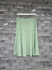 David Nieper A Line Midi Skirt UK 12 Green White Print Stretch Jersey Lined