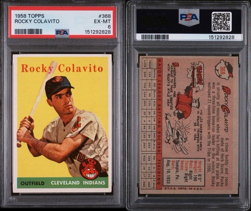 ROCKY COLAVITO 1958 Topps #368 Cleveland Guardians PSA 6 EX-MT Vintage 🔥