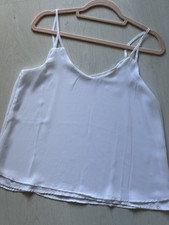 Damen Top Bluse Weiß Chiffon Gr. S/ M Ärmellos Träger Neuwertig