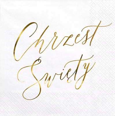 5900779132115 Serwetki Chrzest Święty białe 33x33cm 20szt PartyDeco