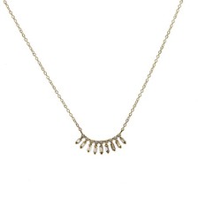 Bar 0.21 CT Baguette and Round Diamonds 14K Yellow Gold Necklace Size 16"