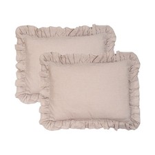 2 Pack Ruffled Cotton Pillowcase Standard Size 20"x26"-100 Washed Cotton Far...