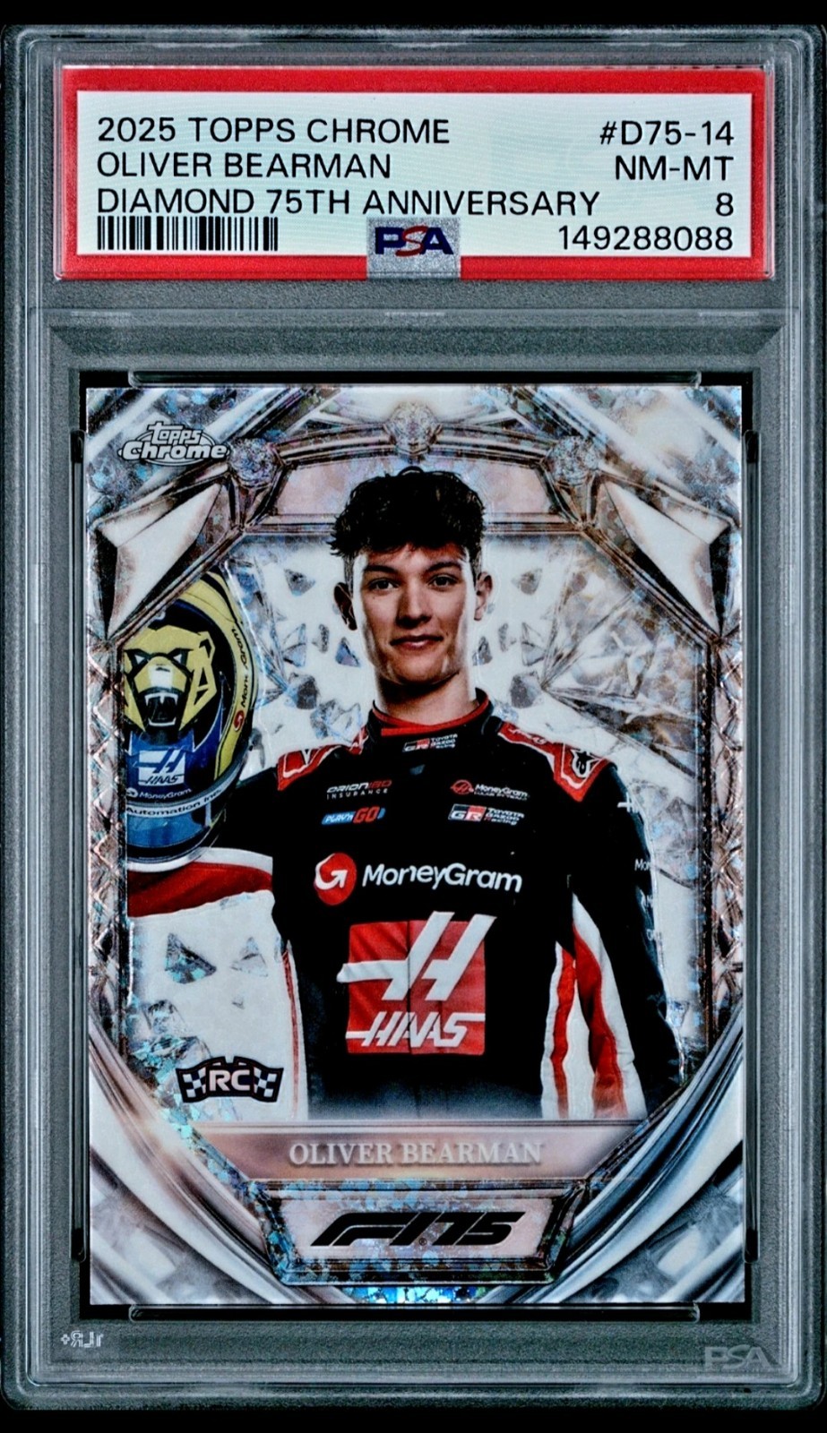 2025 ⛽ PSA 8 Oliver Bearman Topps Chrome F1 #D75-14 Diamond 75th Anniversary. 