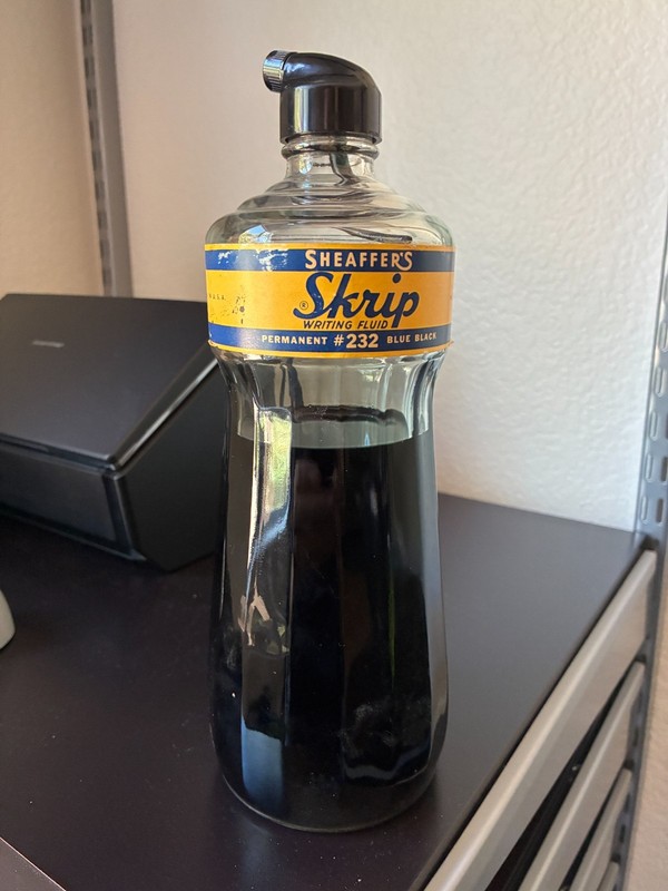 Antique quart bottle of Sheaffer Skrip Writing Fluid