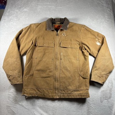 Cornerstone Men s L Brown Duck Cloth Flannel-Lined Work Jacket Carhartt Detroit