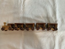 Vintage Wooden Toy Train Set Engine And Four Cars