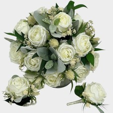 Wedding Flowers Scottish Thistle Rose Bouquets Bride Bridesmaid Flower-Girl Wand