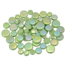 200g Multi-Size Iridescent Round Mosaic Tiles for Crafts Green 