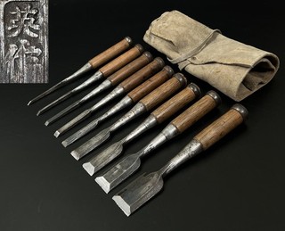 Vintage Japanese Chisel Oiire nomi 9set made by blacksmith /Hammer Hand Tool f55