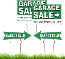 4 Pack Garage Sale Signs, Large Garage Sale Sign with Metal Stakes, 17X12 Inch D