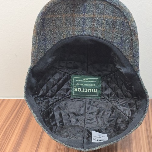 Mucros Weavers Tweed Baseball Cap Green Plaid 100% Wool Size XL Made Ireland - Picture 12 of 17