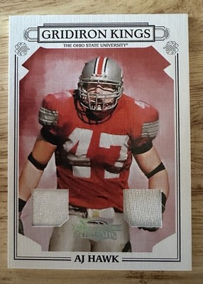 2007 AJ Hawk /250 Donruss Threads Gridiron Kings Dual College Game Used Jersey