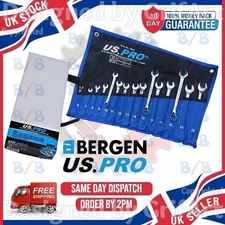 USPRO 15PC METRIC COMBINATION SPANNERS IN A TOOL ROLL OPEN RING END 6MM TO 22MM