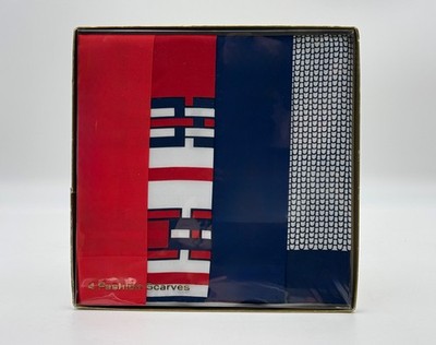 Vintage 80s/90s Red/White/Blue Fashion Scarves 4 Pack Set NOS