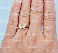 14k Yellow gold diamond butterfly diamond ring 0.18 ct