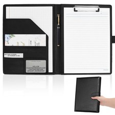 Professional Padfolio with Clipboard, Faux Leather Portfolio Folder Binder, L...