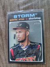 Gabriel Arias Signed 2020 Topps Heritage Baseball Card Cleveland Guardians #176