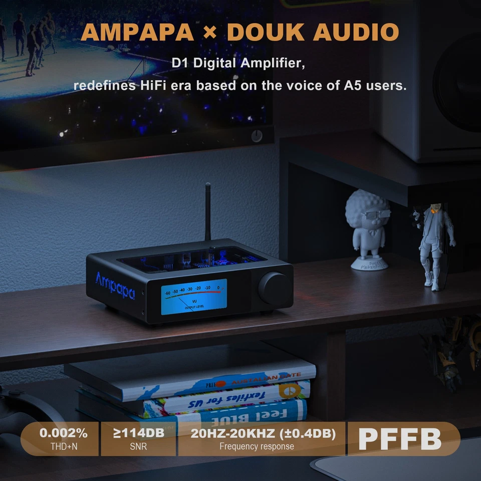 Bluetooth Digitalverstärker Class D HiFi 2 Kanal Amp mit HPF 48V5A GaN-Netzteil - Bild 2 von 4