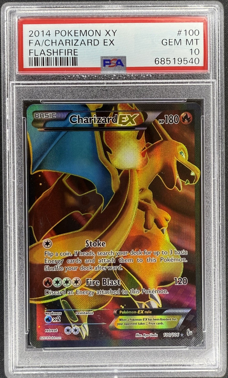 Charizard EX (100 Full Art) 100/106 Flashfire Holo PSA 10