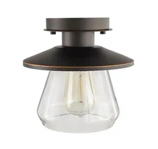 Hampton Bay Oil Rubbed Bronze and Glass Vintage Semi-Flush Mount, 2 Light deal