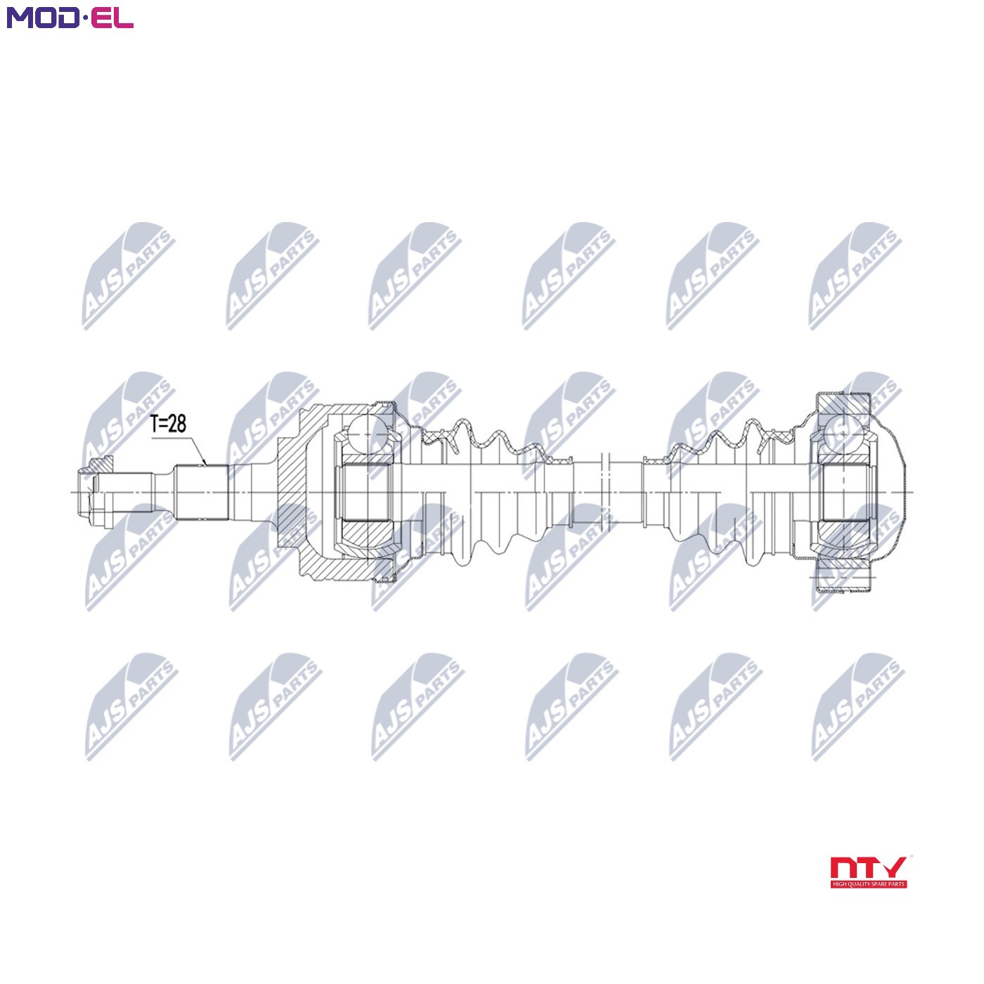 NTY Drive Shaft NPW-PS-020 For Porsche Rear Axle Left/Right 700mm 28T - Image 5