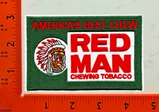 Red Man Chewing Tobacco Embroidered Iron-On Patch Retro Brand Logo
