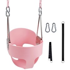 Swing, 59" Coated Heavy-Duty Iron Chains Baby Swing Outdoor, High Back Full B...