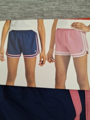 Champion Girls Youth 2-Pack Athletic Shorts Pink/Blue M (10/12) Logo