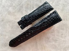 22mm/18mm Black Alligator Crocodile Print Leather Watch Strap Band