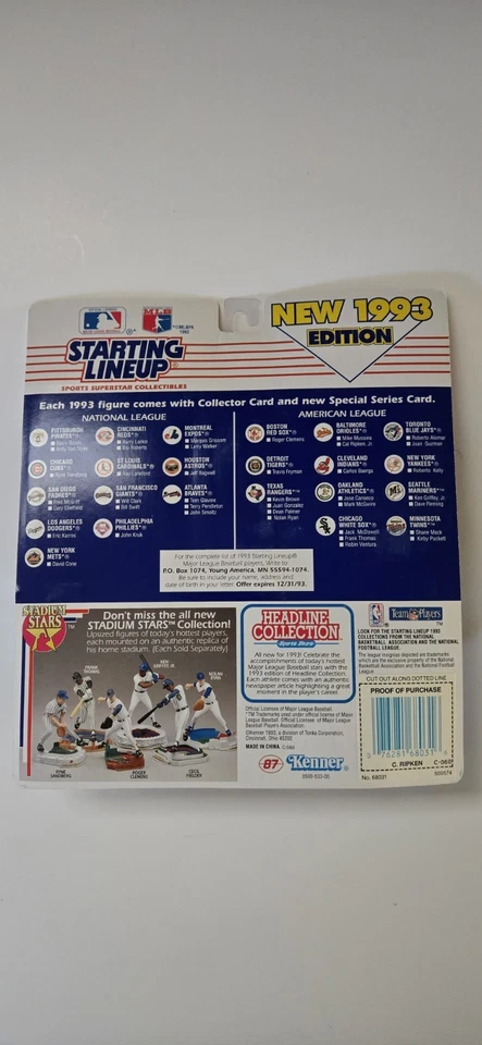 1993 Kenner Starting Lineup Cal Ripken Jr Action Figure Orioles MLB BASEBALL NEW - Image 2 of 2