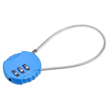 Small Combination Locks 3 Digit Baggage Padlocks Bright Blue 7.8-Inch