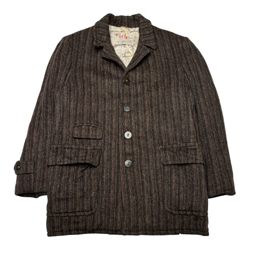 Vintage 50s Hall American Wool Coat Jacket Robert Hall Salt & Pepper Stripe M/L