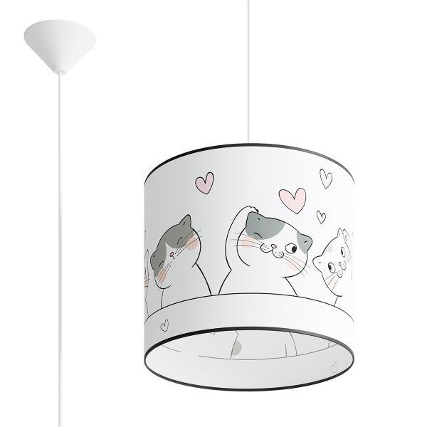 Suspension PVC multicolore E27 chat 3D, le compagnon lumineux des petits bonheurs