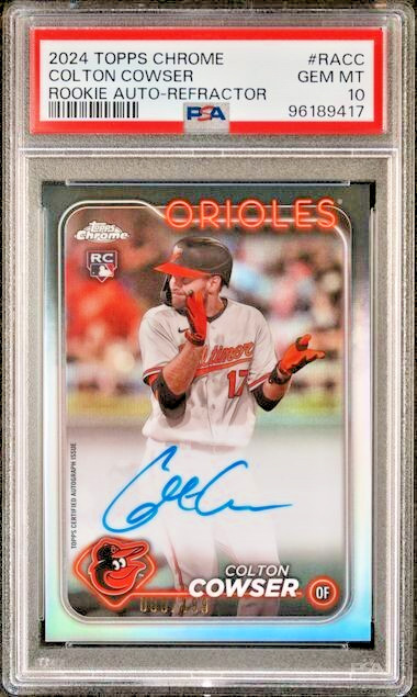 💎2024 Topps Chrome Rookie Auto Refractor /499 #RA-CC Colton Cowser RC PSA 10💎
