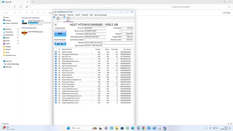 HGST Festplatte 5K1000 1TB SATA 6Gbps HDD HTS541010A9E680 - 2.5 Hard Drive - Bild 2 von 2