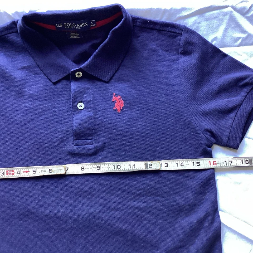 U.S. Polo Assn. NWOT LG 10-12 Boys Short Sleeve Blue Polo Shirt School Holidays - Image 4 of 4