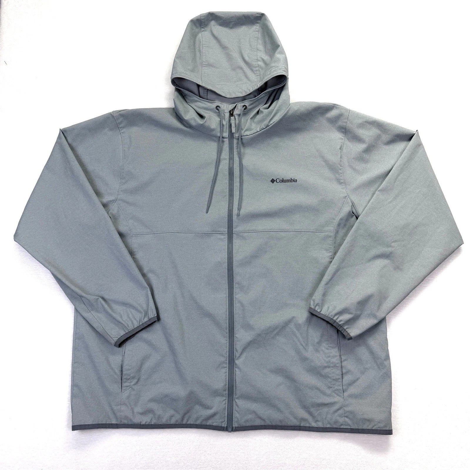 Columbia Mens Gray Full Zip Hooded Windbreaker Jacket XXL