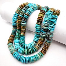 Natural Turquoise Irregular Disc Beads Blue Green Brown Loose Beads 8" or 16"