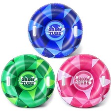 Snow Tube 36" Inflatable Snow Sled Thickened Heavy Duty Hard Bottom PVC Sleds...