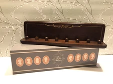 Vintage Wooden Thimble Wall Tabletop Display Shelf w/Box